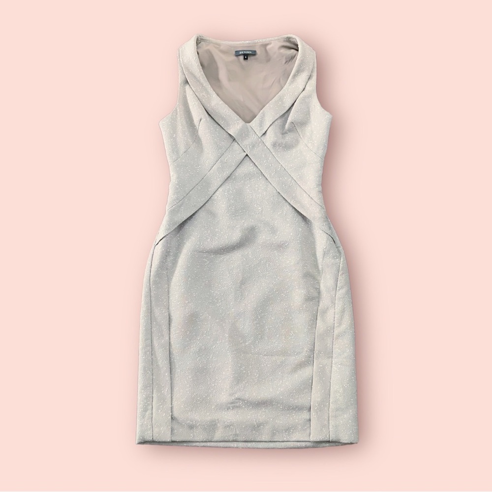 Zac Posen  Wm’s 6 Champagne Textured Career Formal Cocktail Dress V Neck Sheath